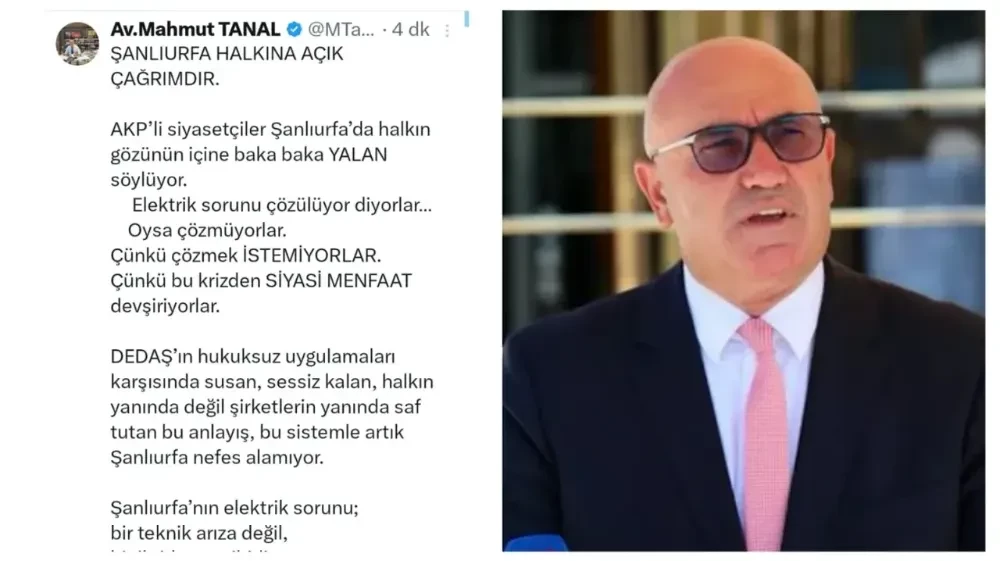 CHP’li Tanal’dan Şanlıurfa’da Elektrik Sorununa Sert Çıkış: ‘Halkı Kandırmayın
